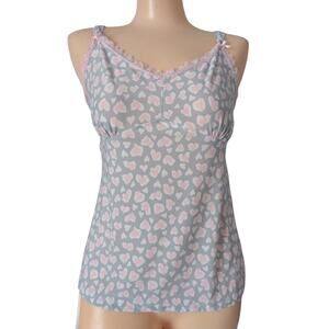 Stretch‎ Knit Babydoll Top Medium Bow Hearts Coquette Dainty Romantic Feminine
